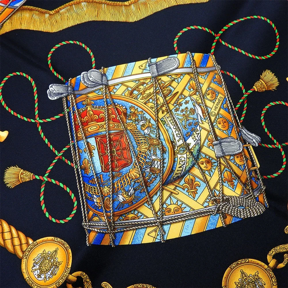 HERMES Authentic Black Silk Scarf - Picture 5 of 11